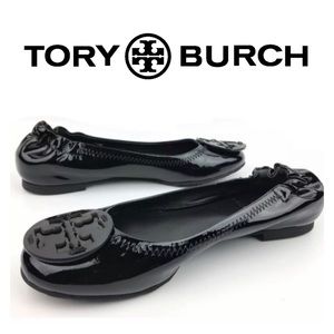 TORY BURCH Reva Black Patent Leather Ballet Flat 9